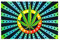 PSYWORK Schwarzlicht Fußmatte Läufer Neon Weed Leaf, 50x75 cm