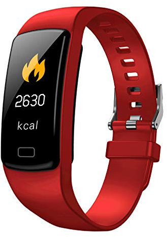 JCDBT Sport Smartwatch - Activity and Fitness Tracker: Heart Rate, Sleep Monitor, Calorie and Step Counter, IP67 Waterproof - Red