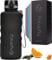 Hydracy Gourde d'Eau 2L sans BPA, Bouteille avec Marqueur de Temps, Infuseur et Verrouillage Sécurisé - Housse en Néoprène, Étanche, Anti-Fuite, Réutilisable, Légère - Idéal pour Sport, École, Travail