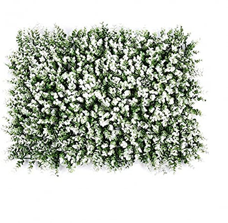 RUIXFLR Künstliche Eukalyptus-Pflanzenwand, Grüne Pflanzen-Hintergrundwand, Garten-Sichtschutz, 40 * 60 cm, White