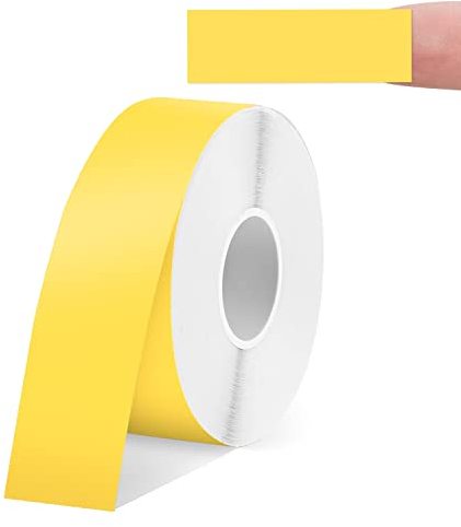 SUPVAN KATASYMBOL Thermo-Etikettenband, E10/E11/E16 Etiketten Papier, Endlos-Etikettenband 15 mm x 6 m, Wasserfeste Etiketten geeignet für Haus, Büro, Schule, Schwarz auf Gelb