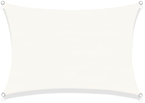 SUNNY GUARD Voile d'ombrage Rectangulaire 5x6m HDPE Respirant Toile Ombrage Une Protection des Rayons UV pour Patio Jardin, Terrasse,Extérieur,Balcon, Crème