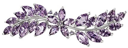 EVER FAITH Damen Haarkamm CZ Marquise Shaped Hibiskus Blume Blatt Haarspange Clip Lila Silber-Ton