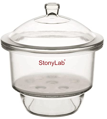 stonylab Desecador de Vidrio, Desecador de Laboratorio con Cubierta de Pomo y Placa de Porcelana de ID:240 mm para investigación de laboratorio