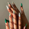 Sethexy Swirl French False Nail Green Almond Glossy Stiletto Green Press on Nail Artifical Fake Nails 24Pcs Acrylic Stick on Nails