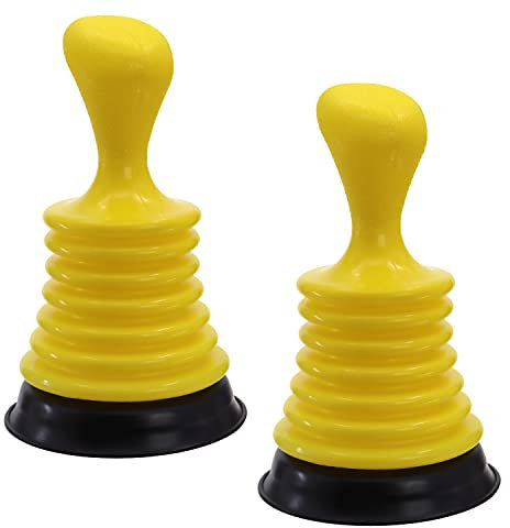 DBOO 2 Pack Sink Plunger Mini Home Plunger for All Drain Types Kitchen Small Hand Held Pump Cleaner for Sinks Bath and Shower Powerful Drain Plunger (Yellow)