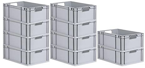 PROREGAL SuperSparSet 10x Eurobox NextGen Economy | Griffe offen |HxBxT 22x40x60cm | 44 Liter | Eurobehälter, Transportbox, Transportbehälter, Stapelbehälter