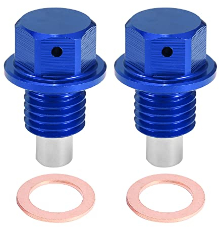 A ABSOPRO 2 Stücke Ölablassschraube M12x1,5 Ölablassschraube mit Dichtring Auto Ölschraube Kit Ölwannenwanne Blau