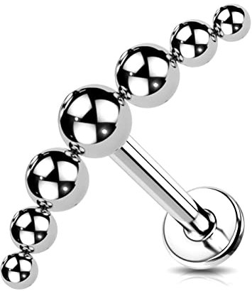 OUFER Helix Piercings 16G Ohrpiercing Ohrring Knorpel Flat Back Conch Piercing Ring Tragus Chirurgenstahl Lippenpiercing Labret Internally Thread Bar Upper Top Lower Ear Studs Schmuck Silber 8mm