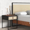 Zinus Ilsang Nachttisch 45x43x52 cm - Metall und Holz Beistelltisch - Taupe Stoff Schublade - Braun und Schwarz