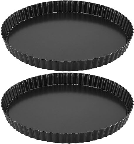 NAMYEUT 2 Stück 28 cm Tarteform mit Hebeboden, Groß Quicheform Antihaftbeschichtet Kohlenstoffstahl Tarteform, Tarte Backform für Quiche, Torte, Obstkuchen