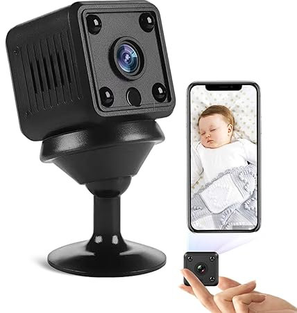 Mini Telecamera di Sicurezza per Interni Ed Esterni, Mini Telecamera IP HD 1080P con Registrazione in Loop di Rilevamento del Movimento per Visione Notturna, Baby Nanny Cam Baby