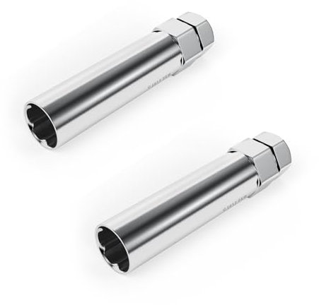 StanceMagic 2pcs Small 6 Point Spline Drive Tuner Replacement Socket Key Tool for Aftermarket Six-Spline Wheel Lock Lug Nuts - 17.6mm Inner Diameter - 19mm 3/4 21mm 13/16 Hex Socket Wrench - Silver