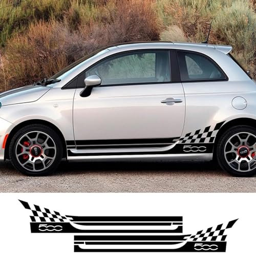 IBLUON 2PCS Car Door Side Skirt Stripes Stickers Body Decor Vinyl Film Decal,Fit for Fiat 500 Auto Accessories