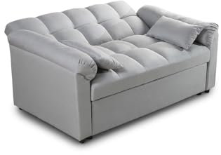 IBERA Sofá Cama de Matrimonio Tokio, 161x88cm - Comodidad y Funcionalidad - Color Gris Claro