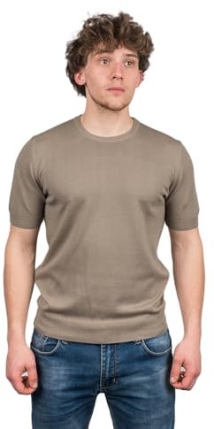 DALLE PIANE CASHMERE - T-Shirt Manica Corta 100% Cotone, Made in Italy - Uomo, Colore: Taupe, Taglia: XL
