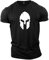 GYMTIER Spartan Helmet Men's Gym T-Shirt Bodybuilding Training Workout Lifting Top Clothing, Black, 5XL