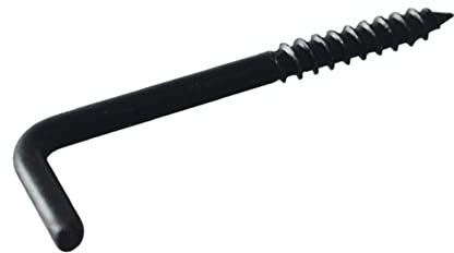 Blackline Schraubhaken gerade 4.00 x 60mm | Schwarz | 10 Stück Haken zum Schrauben Hakenschraube