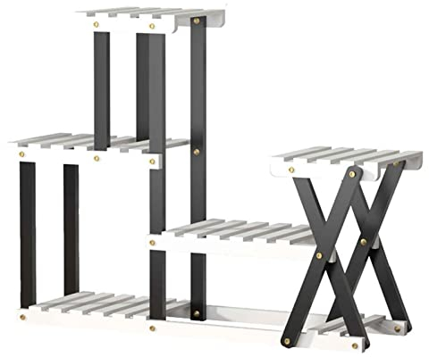 RWRAPS Mehrstufiges Pflanzenregal aus Massivholz, 5 Ebenen Holzpflanzenregal Holzleiter Pflanzenregal Bücherregal Balkon Garten Blumen Pflanzenregal