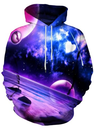 LAIDIPAS Felpa con cappuccio unisex 3D per uomo donna grafica pullover felpa con cappuccio con tasche, Bqz-viola, Small