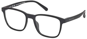 GANT Brille mit Sehstärke in mattem Schwarz für Herren optional mit Sonnenbrillentönung oder Blaulichtfilter, Quadratisch, gefertigt aus Polycarbonat, Modell: GA50011 (inklusive Brillenetui)