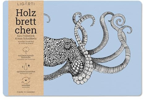 Ligarti® Frühstücksbrettchen aus Holz | Nachhaltiges Frühstücksbrett 22x15 cm, ideal für köstliche Frühstücksmomente | Hergestellt in Schweden, spülmaschinenfest