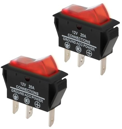 ECSiNG 2 Stück Roter Wippschalter 12 V 20 A 3-polig 2 Positionen LED-Wippschalter Kompatibel mit Electrolux Kompatibel mit Dometic Caravan-Kühlschrank