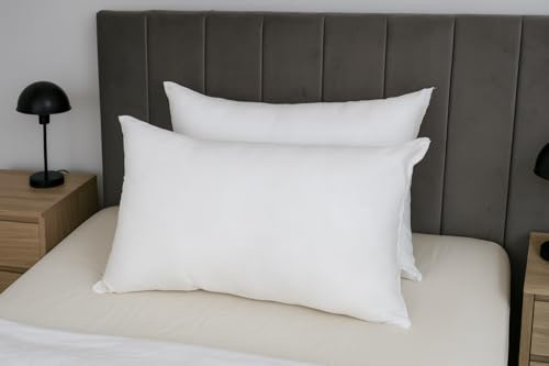 CHILIMILII Set of 2 or set of 4 Hollow Fibre Pillows- Bounce Back Extra Filled Bed Pillows 50x75cm- Hotel Quality Bed Pillows for Side, Back & Stomach Sleepers (2)