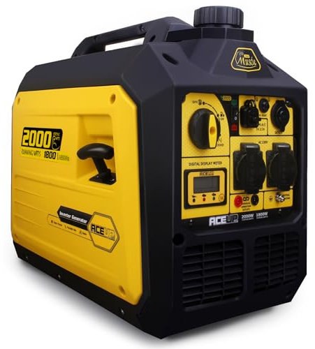 Aceup Energy - Grupo electrógeno de gasolina, 2000W generador de emergencia portátil silencioso con pantalla digital, modo ecológico, para acampar, exterior, uso doméstico, viajes en RV