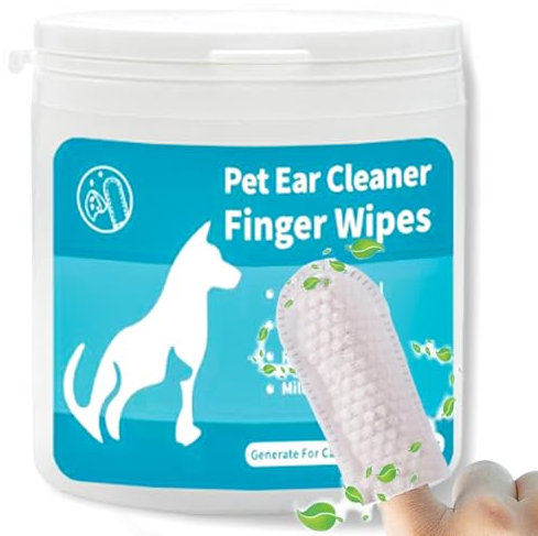 50 Pcs Ear Cleaner Finger Wipes, Dog Ear Finger Wipes, Ear Finger Wipes for Dogs Cats - Sooths & Deodorizes，Ear Relief Finger Wipes，Ear Cleansing Finger Wipes for Dogs，Sooths & Deodorizes (50 PCS)