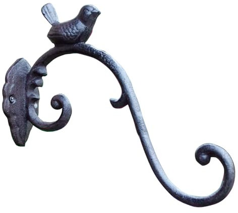 Orrdiffi Haken mit Vogel aus Gusseisen Blumentopf Wandhaken Plant Hanger Wall,Blumenampel Halterung,für Lichter,Vogelhäuser,Windspiele,Pflanzen(Antik Braun)