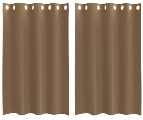 vidaXL Tende in Voile con Occhielli 2 pz Marrone Chiaro, Tenda a Rete, Tenda Trasparente, Voile per Finestra, Trattamento Finestra, Tenda Pura Voile