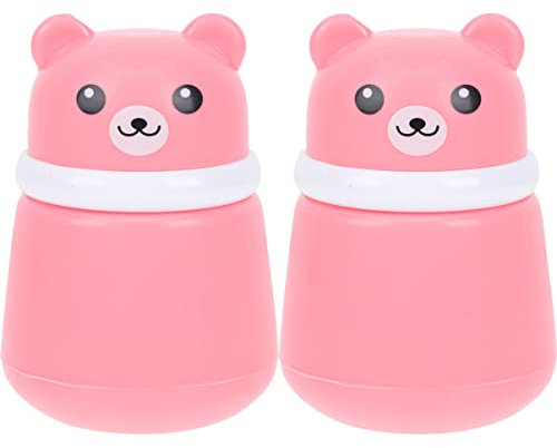 Happyyami 2stücke Teiliges Puderquaste Mit Cartoon Bär Design Robuste Puderbox Für Babypuder Und Körperpuder Nachfüllbarer Behälter Für Losen Talkumpuder Praktische Aufbewahrung