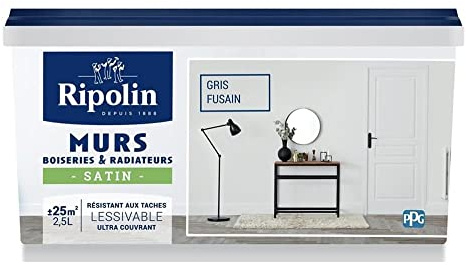 RIPOLIN Peinture Murs, Boiseries, Radiateurs Gris fusain Satin 2,5 L