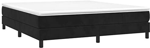 HEFZGDB Boxspringbett mit Matratze Schwarz 160x200 cm Samt Bette Gästebett Bettgestell Doppelbett für Gästezimmer Schlafzimmer Wohnbereich Herberge