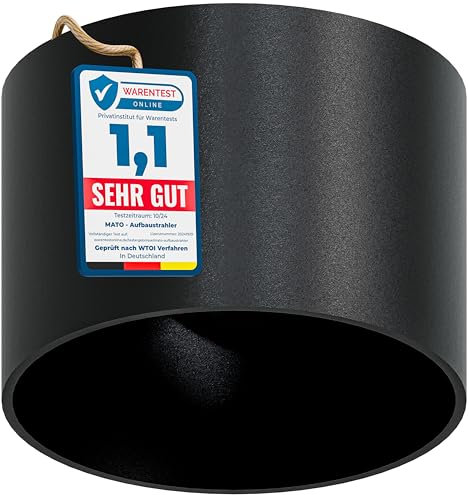MATO Aufbauspot GX53 schwarz - extra flach & modern - Ø80x60mm - Aufbaustrahler mit GX53 Fassung - Aluminium Deckenspots Aufputz 230V, Aufbau Spots Decke, Aufbauleuchte - ohne Leuchtmittel