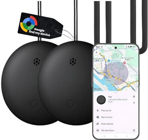 2X Android GPS Smart Tag AirTag Alternative Google Mein Gerät Finden APP GPS-Tracker (NUR Android) für Schlüßel/Gepäck/Taschen/Koffer/Brieftasche/Haustiere