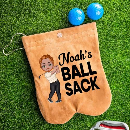 Personalized Cartoon Character Golf Ball Bag with Name, Custom Golf Club Storage Bag Golf Accessories, Valentine's Day Father's Day Birthday Gift for Golfers Men