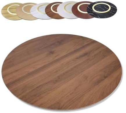 Generisch 80cm 60cm 70cm Drehbarer Holz Servierbrett, Großer Lazy Susan Drehplatte, Runde Tischplatte Drehteller für Küche, Esstisch Plattenspieler(Walnut,80cm (30 in))