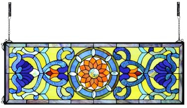 Tokira Tiffany Style Stained Glass Window Panel for Home, Baroque Style Suncatcher for Window, Traditional handmade products, Suitable for decorating living rooms/corridors