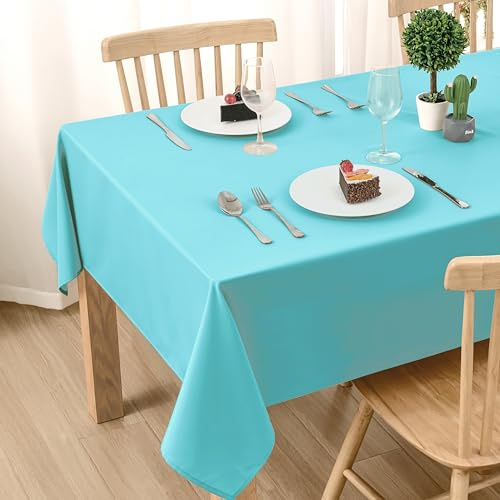 DWCN Aqua Tischdecke Outdoor Wetterfest 90x90cm Fleckschutz Abwaschbar Wasserabweisend Tischwäsche Abwischbare Wasserdicht Tischtuch für Esszimmer, Garten, Party, Hochzeiten oder Haushalt