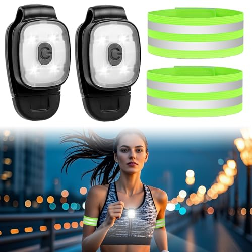 Xerteam 2 Pack Clip On Torch, LED Running Lights Clip-on Lights for Runners, USB Rechargeable Night Running Chest Light Hands Free Flashlight for Runners Dog Walking Hiking Joggers (Style 2)