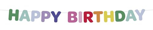 Folat 27787 Geburtstag und Party Dekoration Buntes - Buchstabengirlande - Filz - Happy Birthday - Stripetastic - 4 m - Partyzubehör für Kinder und Erwachsene