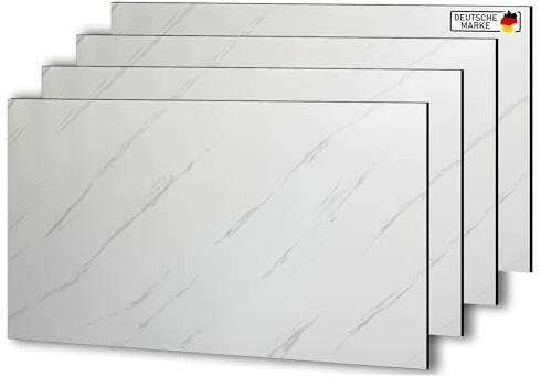AS Country Stone Wandpaneele in Marmoroptik | 60x120 cm | 4 Stück | PVC Wandverkleidung aus Kunststoffplatten für Küche, Bad & mehr | Küchenrückwand Platte Wandpaneel | Ice Berg White