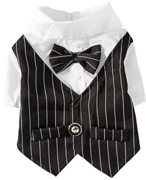 Supvox Eleganter Haustieranzug für Hunde mit Sommerstimmung Polyester Material Einfach Anzuziehen Schneller Trocknender Schwarzer Hundekostümanzug für Karneval und Fotoshootings