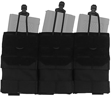 Triple Mag Pouch for Tactical Vest, 5.56 M4 M16 MOLLE Magazine Pouch with Elastic Retention for Airsoft Plate Carrier