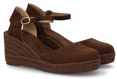 shoes&blues.es Sandalia de cuña de Yute para Mujer, comodas y Elegantes diseño Moderno con el Yute en el Mismo Tono y con Cierre de Hebilla, Ideales para Primavera Verano.