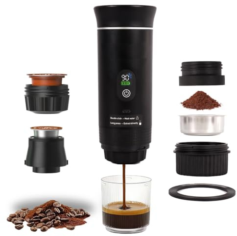 20 Bar tragbare Espressomaschine USB-C kompatibel mit NS-Kapseln & Pulver | 3-in-1 Vielseitigkeit – kompatibel mit NS-Kapseln, gemahlenem Pulver und Tee