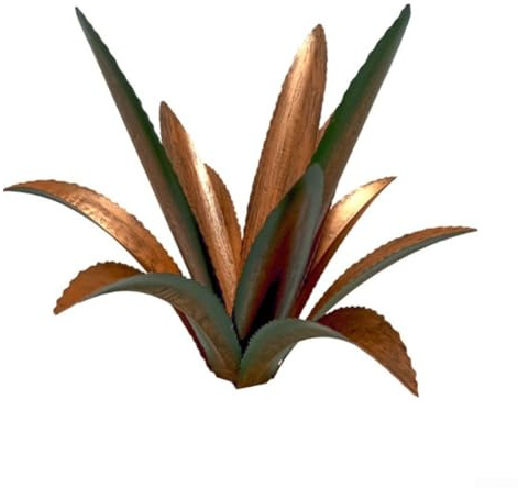 Agave de metal para decoración de jardín, arte grande de hierro con estacas en H, adorno de césped al aire libre resistente a la intemperie en azul, verde y rojo, 56 x 48,5 cm falso para planta de