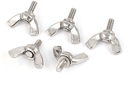 sourcing map 304 boulon aile acier inoxydable vis métriques fixation papillon M3 x 8mm 5pcs